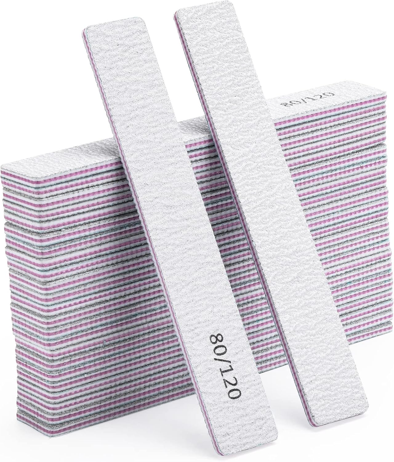 25 Pcs Nail Files for Acrylic Nails 80/120 Grit Double Sides Emery Boards Fingernail Files, Professional Manicure Tools for Home Salon