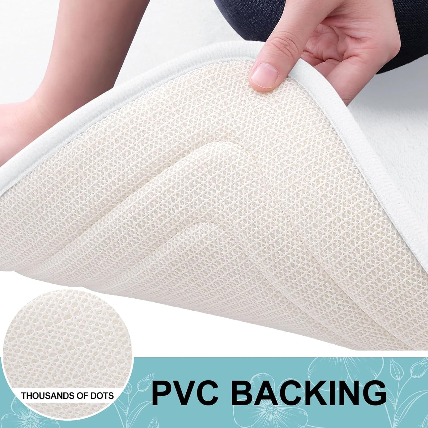 Grandaily Memory Foam Bath Mat Rug 30x20, Ultra Soft, Non-Slip and Absorbent Bathroom Rugs, Machine Wash Dry, Comfortable Bath Carpet for Bathroom Floor, Tub and Shower, White