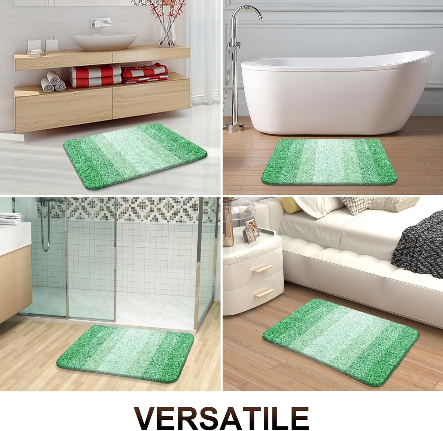 OLANLY Bathroom Rugs Mat 36x24, Extra Soft Absorbent Microfiber Bath Rugs, Rubber Backing, Quick Dry, Machine Washable Bath Mats for Bathroom Floor, Tub and Shower, Home Decor Accessories, Green