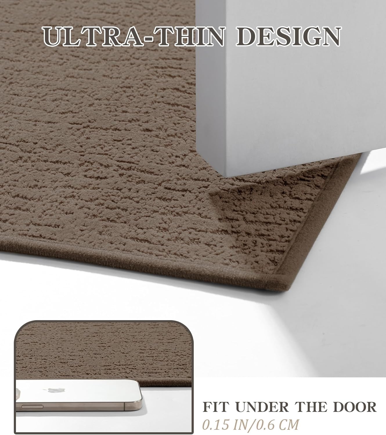 chakme Bathroom Rugs Mat 32x17, Ultra Thin Non Slip Bath Mat Quick Dry Absorbent Bath Mat for Bathroom Floor, (Coffee, 32"x17")