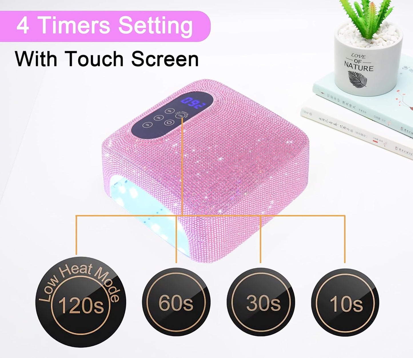 72W Cordless Led Nail Lamp, Rechargeable Nail Dryer, Portable Gel UV Led Nail Light with 4 Timer Setting Sensor, Professional Wireless Gel Nail Lights Nail Art Manicure Tools for Home and Salon