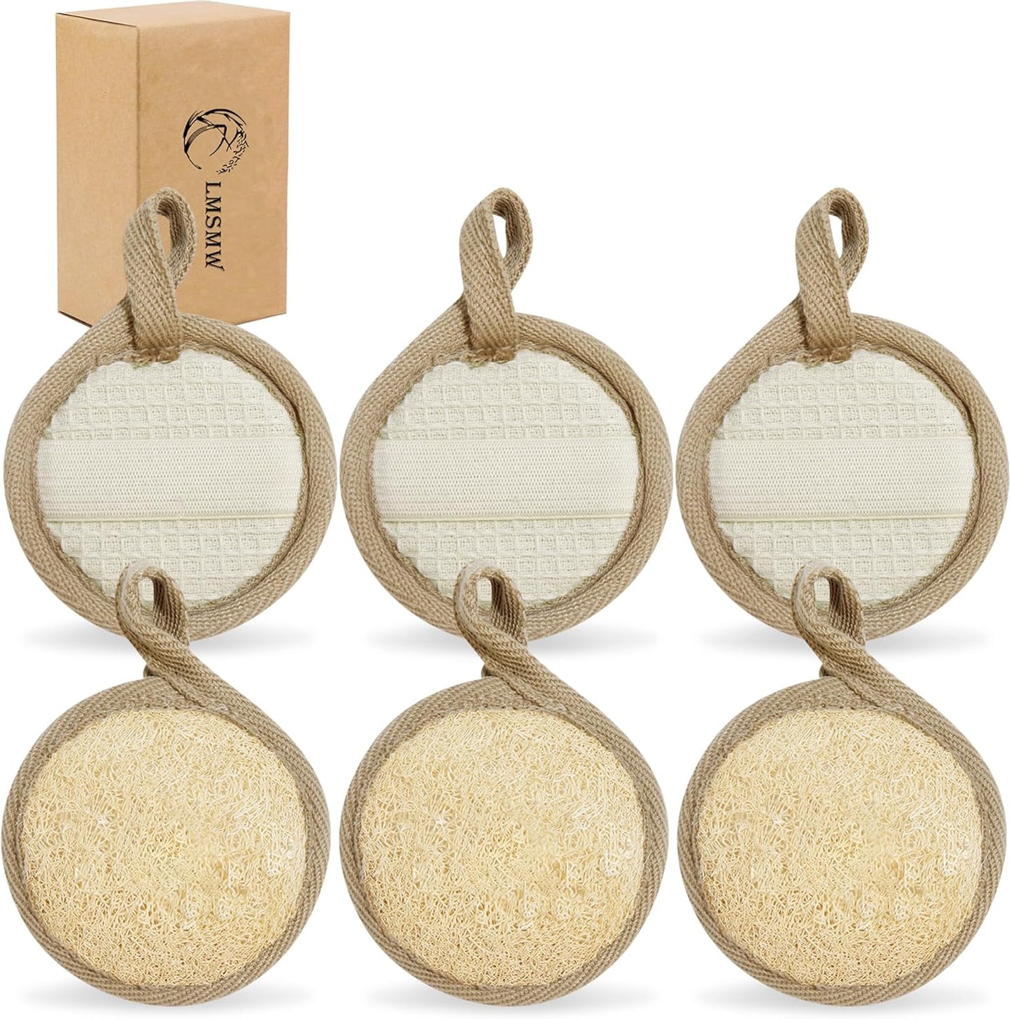 Face Exfoliating Loofah Scrubber Exfoliator Pads - Natural Luffa Facial Sponges Brush for Cleansing Exfoliation, Manual Face Cleanser Pad for Scrub Clean Facial Skin for Men Women Bath Shower, 6 Pack