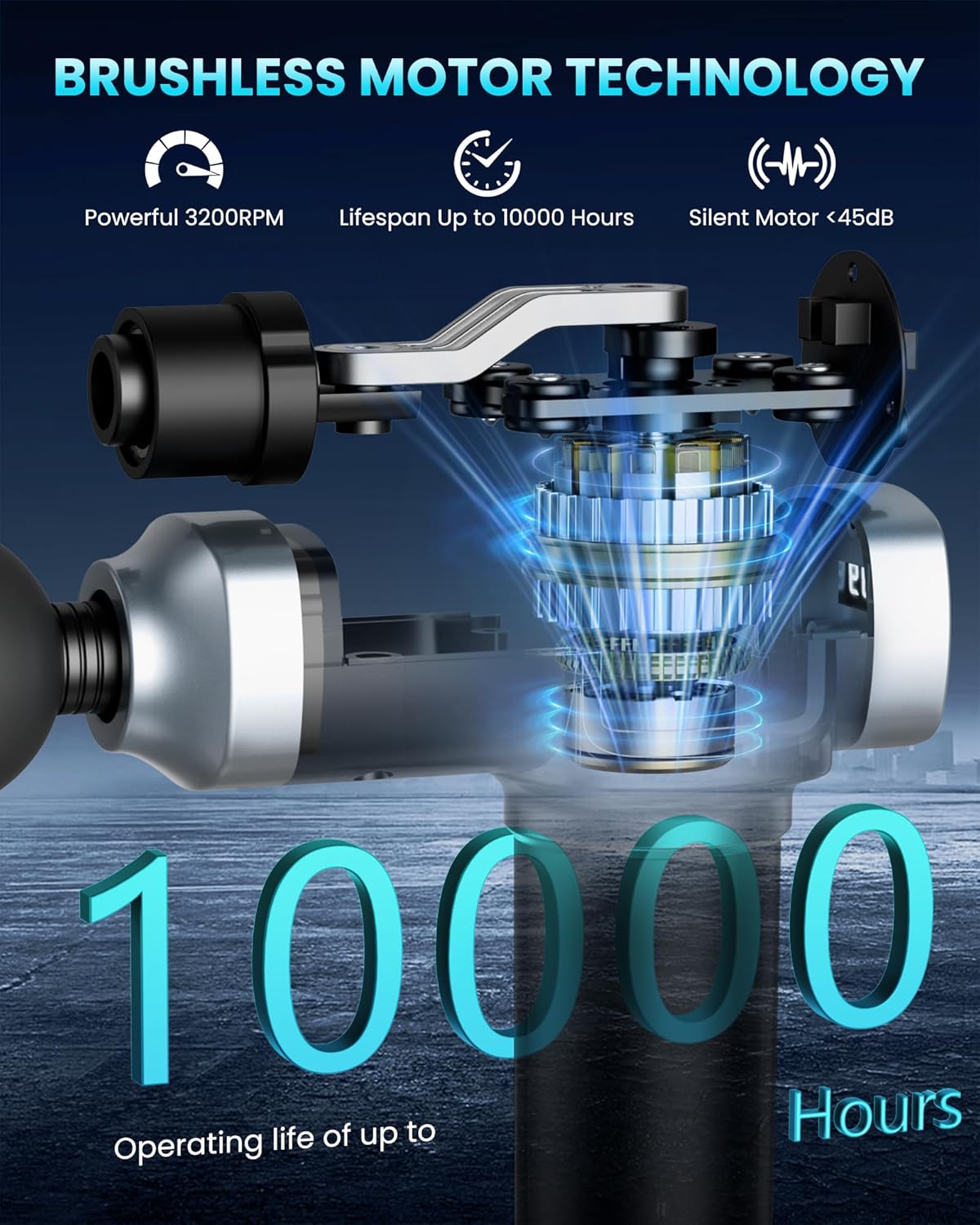 Deep Tissue Massage Gun, Portable Percussion Electric Muscle Massager for Pain Relief, Handheld Massagers with 30 Speeds & 6 Attachments for Back and Neck, Gifts for Men Women