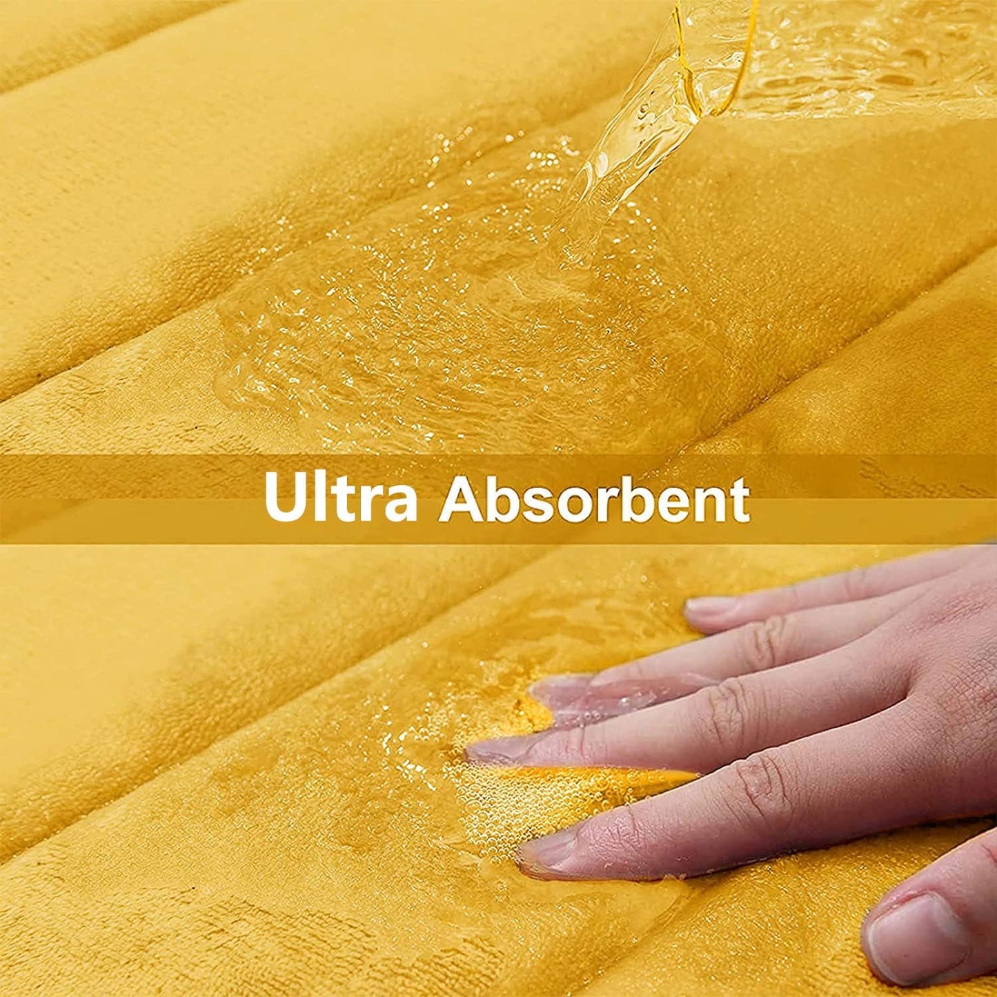 Buganda Memory Foam Bath Mat, 30" x 20", Ultra Soft and Non-Slip Bathroom Rugs, Water Absorbent and Machine Washable Bath Rug for Bathroom, Shower, and Tub, Yellow