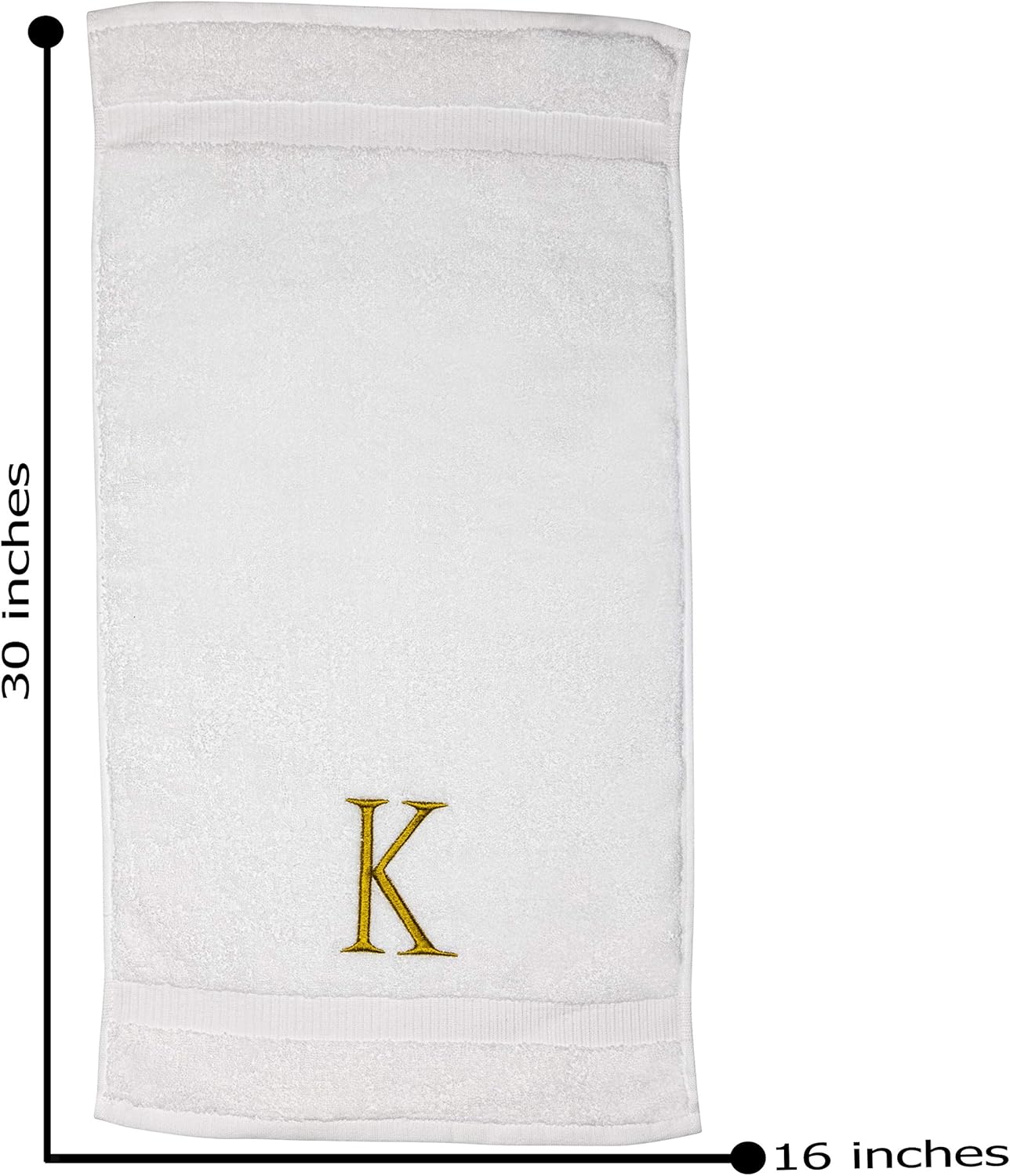 Monogrammed Hand Towels for Bathroom - Luxury Hotel Quality Personalized Initial Decorative Embroidered Bath Towel for Powder Room, Spa - GOTS Organic Certified - Set of 2 Gold Letter K