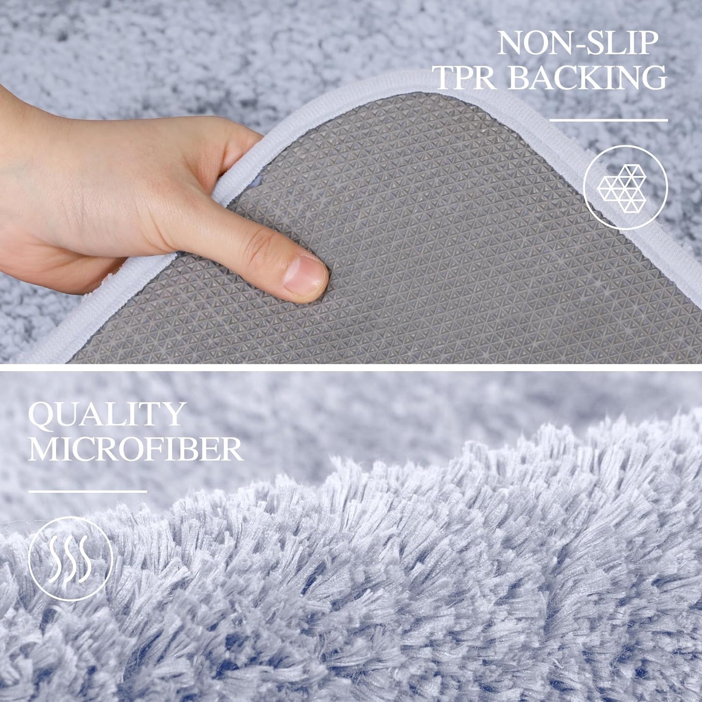 Walensee Large Bathroom Rug (24 x 36, Growing Blue) Extra Soft and Absorbent Shaggy Bath Mat Machine Washable Microfiber Non Slip Luxury Floor Mat