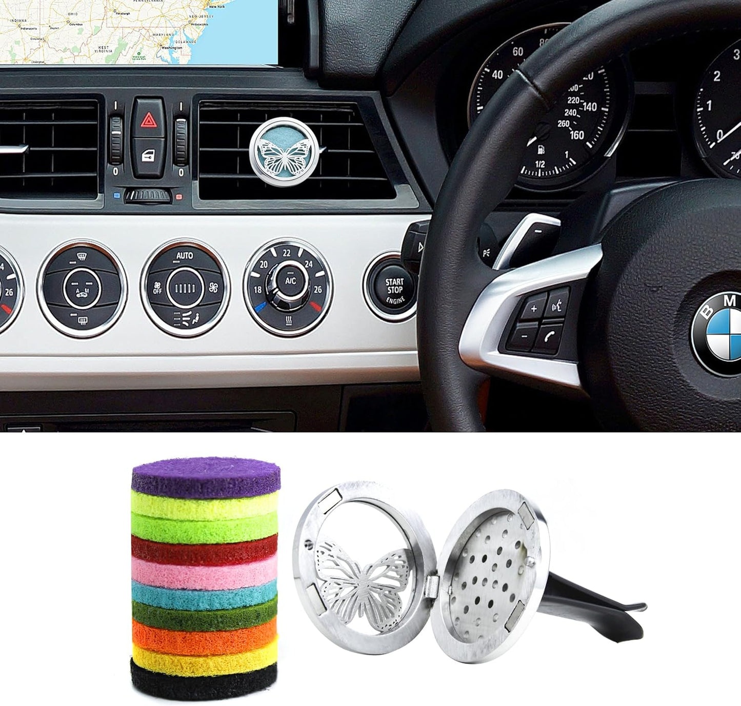 Car Diffuser Vent Clip 30mm Aromatherapy Essential Oil Automotive Diffuser Air Fresheners Vent Clips Car Accessories for Women Birthday Gifts (Butterfly)