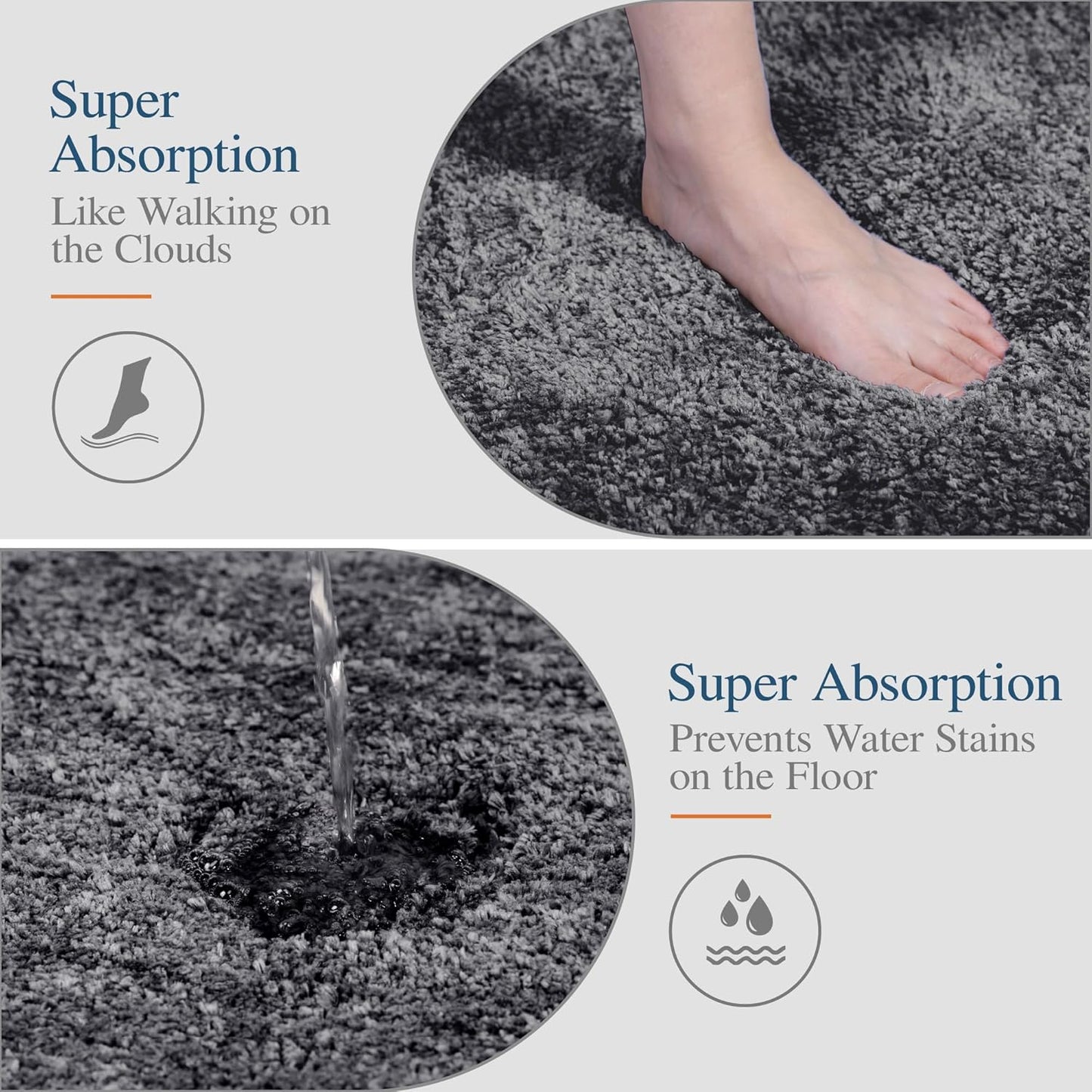 Walensee Large Bathroom Rug (24 x 36, Dark Grey) Extra Soft and Absorbent Shaggy Bath Mat Machine Washable Microfiber Non Slip Luxury Floor Mat