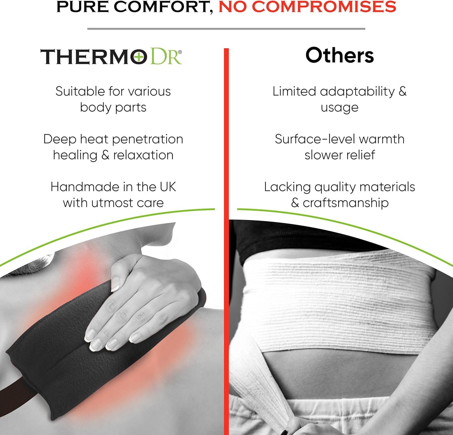 Microwavable Heating Pad for Neck, Back, & Shoulders - Heating Bean Bag Microwavable Pillow w/Elasticated Strap - Wheat & Lavender Aromatherapy Heating Pad Wrap - ThermoDR, Red