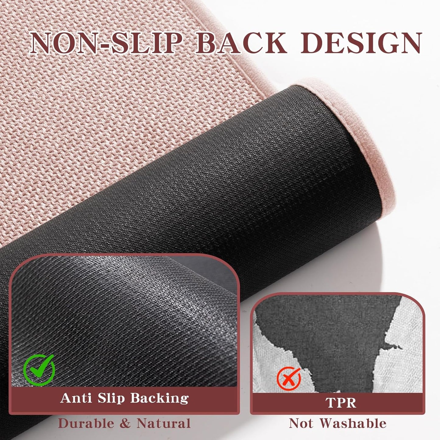 chakme Bathroom Rugs Mat 59x17, Ultra Thin Non Slip Bath Mats Runner Quick Dry Absorbent Bath Mat for Bathroom Floor, (Pink, 59"x17")