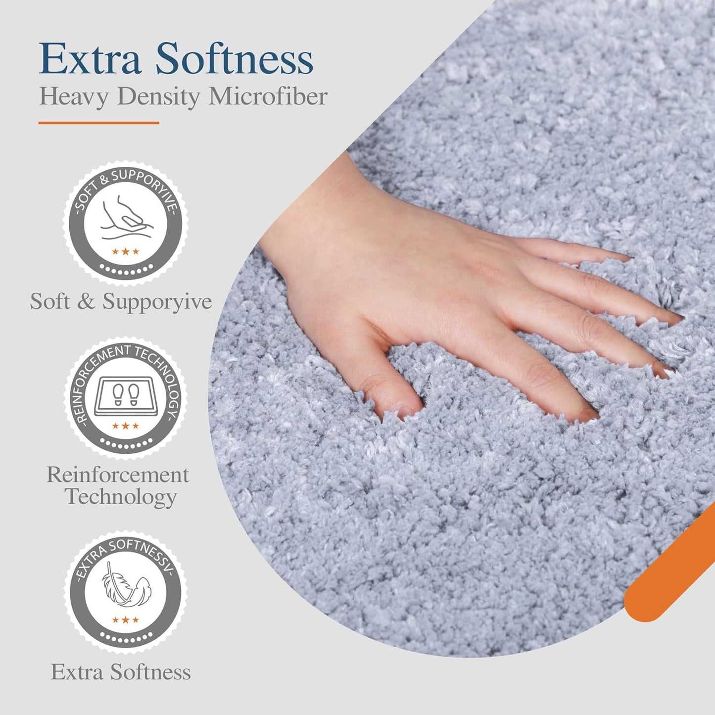 Walensee Contour Rug (20x24, Growing Blue) Non Slip Bath Mat for Bathroom Water Absorbent Soft Microfiber Shaggy Mat Machine Washable U Shape Toilet Rug