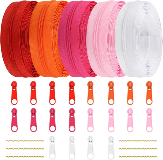DOITEM Zipper Tape 3 mm Nylon Endless Zipper Set with Slider - 5 Colors