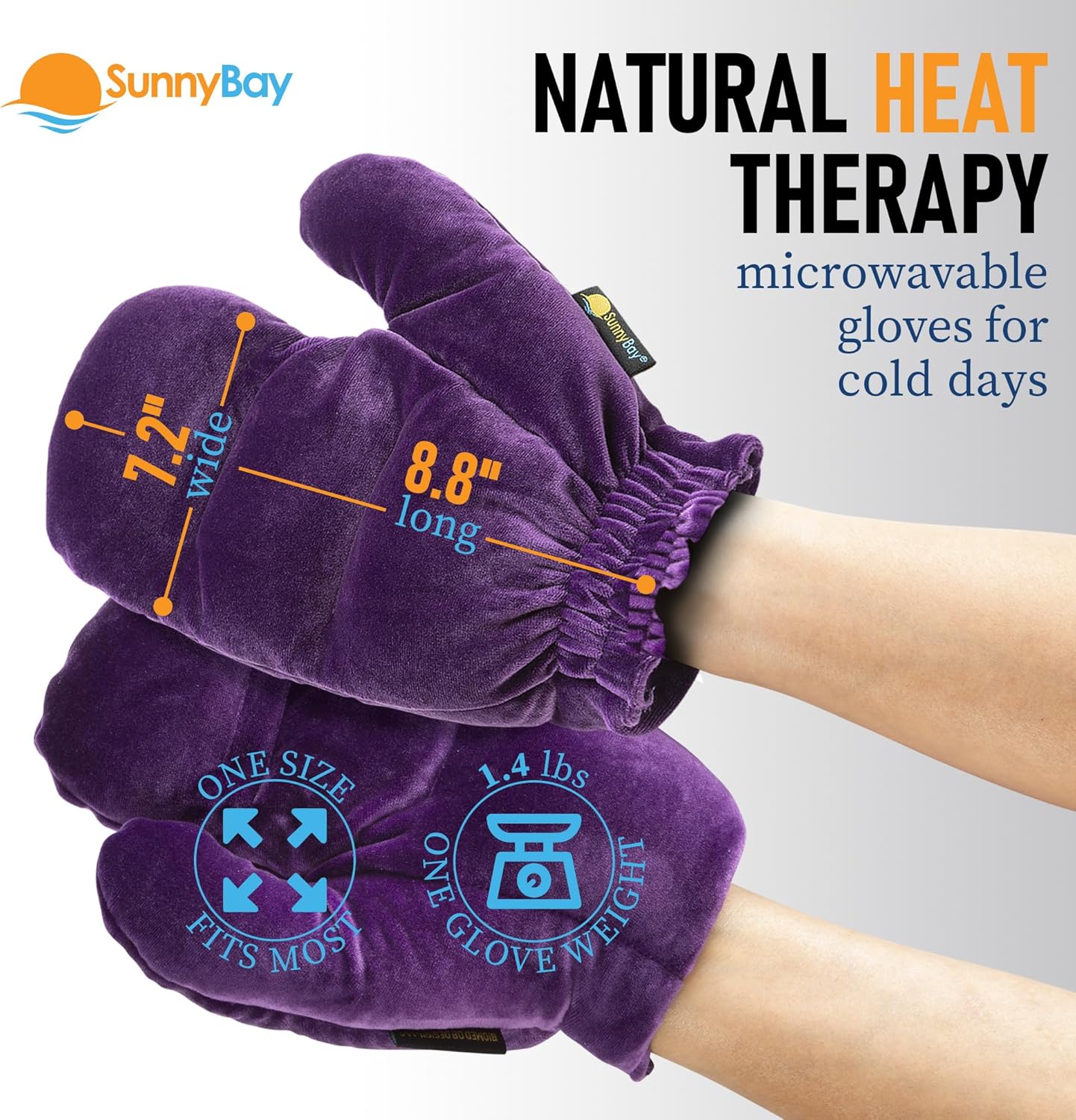 SunnyBay Microwavable Heated Hand Warmer Gloves for Women and Men, Weighted Arthritis Gloves for Women for Pain, Stay-on Wrist Elastic and Bulk-Free Grip for Maximum Functionality, Pair(Small)