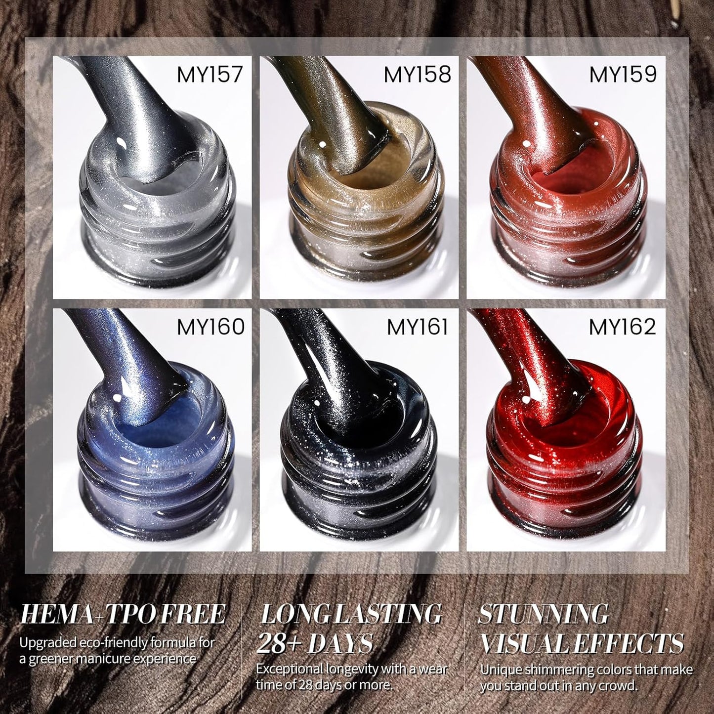 Born Pretty Cat Magnetic Eye Gel Nail Polish,Fall Winter Red Gold Silver Black Holographic Glitter Crystal Gel Polish Set Magnetic Nail Polish Kit Soak Off LED Nail Art DIY Salon Gift 7ML 6PCS