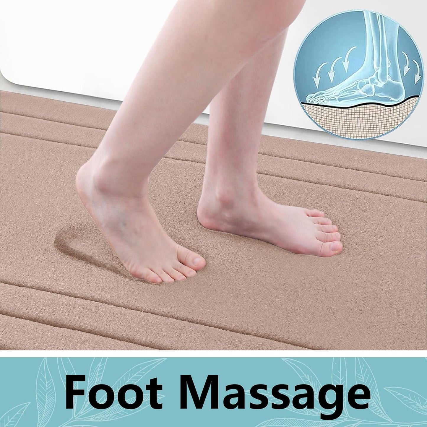 Arotive Memory Foam Bathroom Rug Mat 59x24, Ultra Soft and Absorbent Bath Mat, Machine Wash Dry, Comfortable Bath Rug Carpet for Bathroom Floor, Tub and Shower, Camel