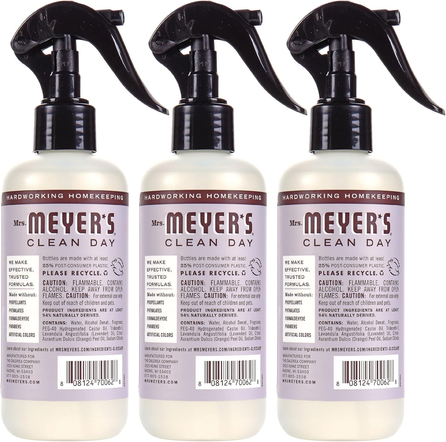 MRS. MEYER'S CLEAN DAY Lavender Air Freshener Spray for Bathrooms, Aromatherapeutic Homekeeping with Essential Oils, Non-Aerosol, Garden-Inspired Scent, 8 fl oz (Pack of 3)