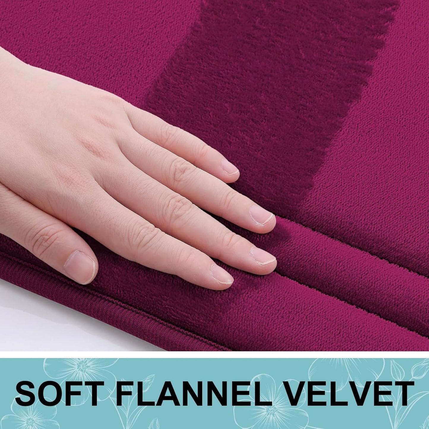 Grandaily Memory Foam Bath Mat Rug 30x20, Ultra Soft, Non-Slip and Absorbent Bathroom Rugs, Machine Wash Dry, Comfortable Bath Carpet for Bathroom Floor, Tub and Shower, Burgundy