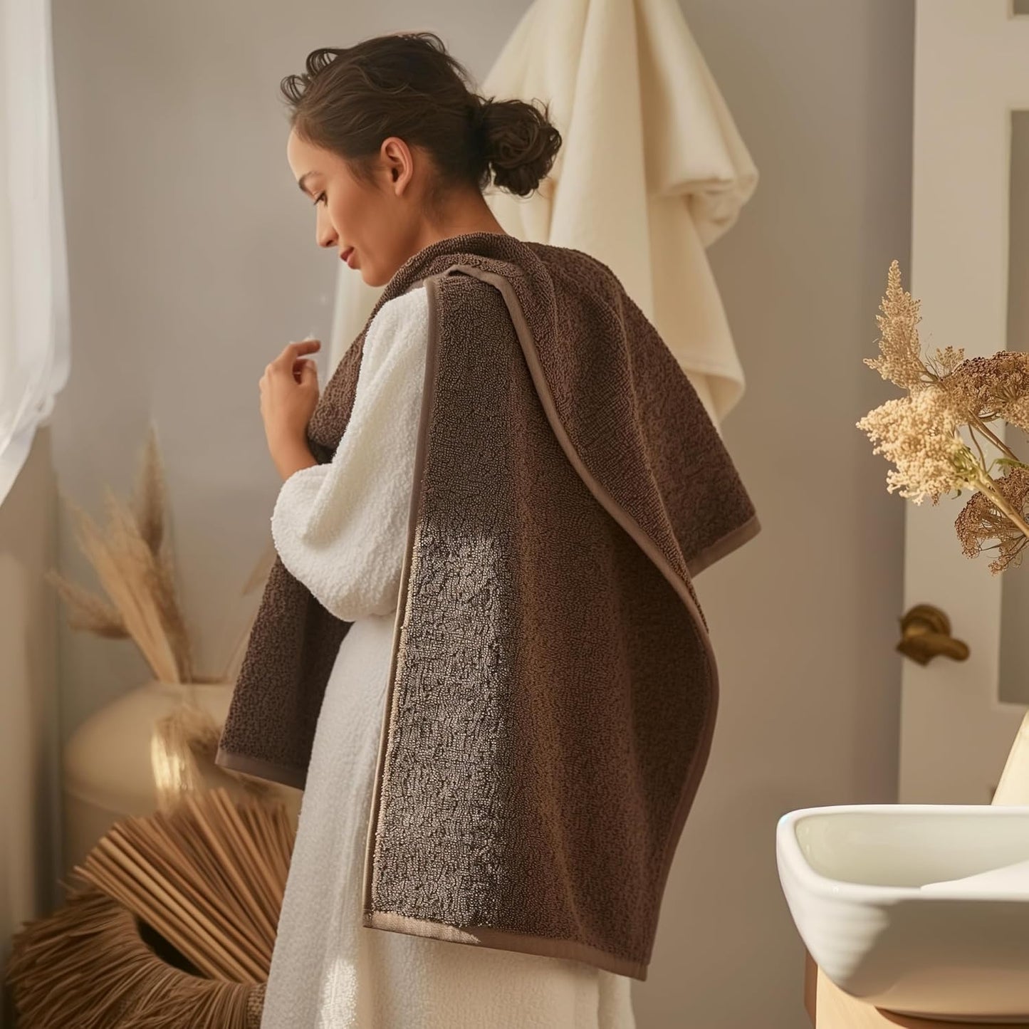 SALBAKOS 100% Turkish Cotton Jumbo Bath Sheet Towel Oversized 40x80 inch | Premium Hotel & Spa Quality, Soft, Absorbent, XL Bath Towels | Made in Turkey (Pack of 1, Chocolate, Jumbo Bath Sheet)