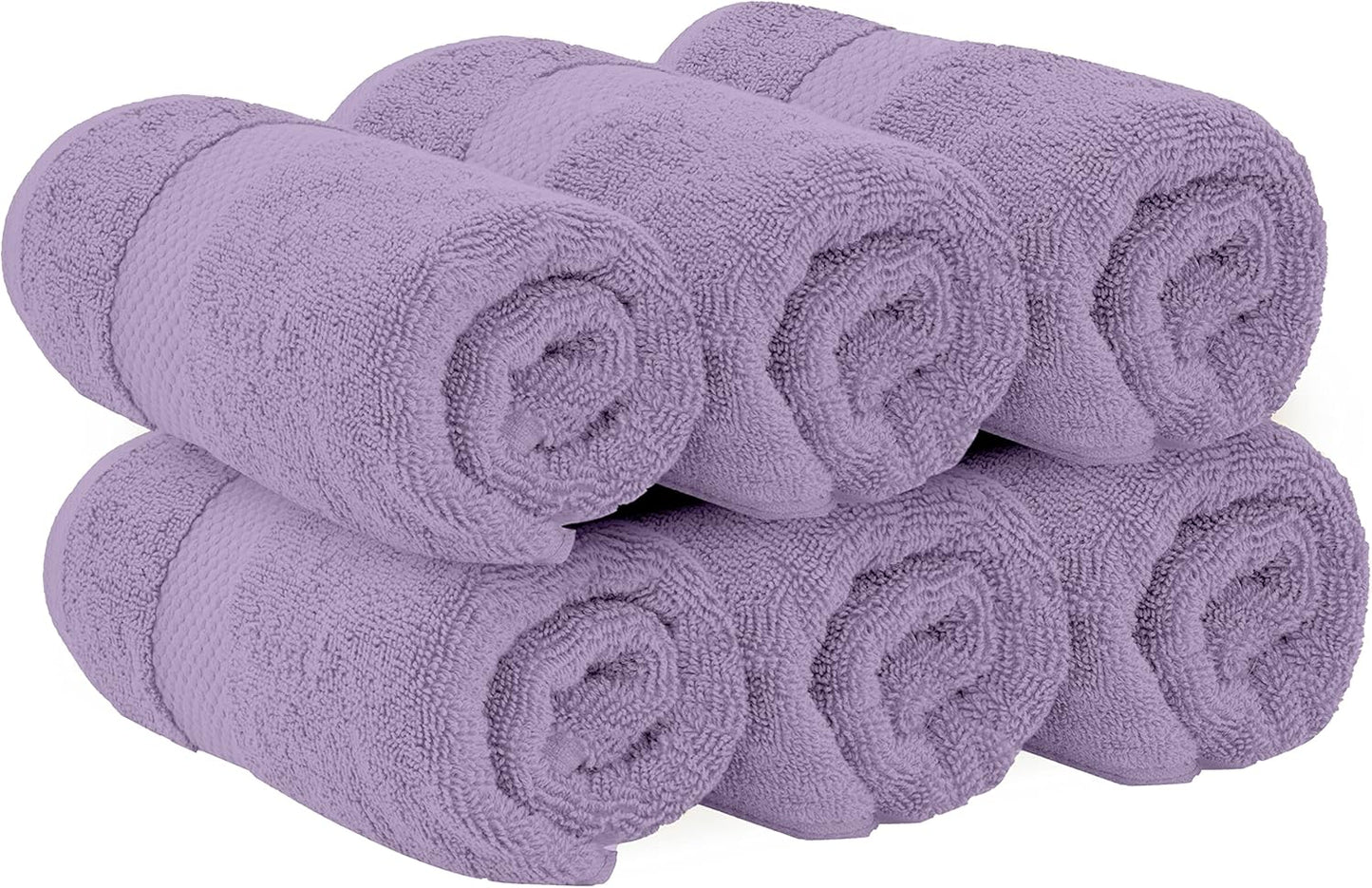 White Classic Luxury Lavender Hand Towels - Soft 100% Turkish Cotton | Highly Absorbent Hotel spa Bathroom Towel Collection | 16x30 Inch | Set of 6