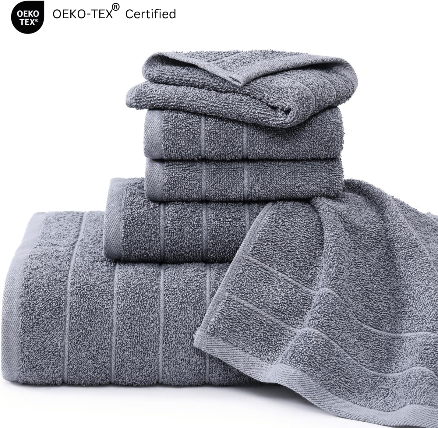 Casa Platino 100% Cotton Luxury Bathroom Towel Set - 12 Pc - Ring Spun, Quick Dry, Soft & Highly Absorbent - 4 Bath, 4 Washcloths, 4 Hand Towels - Remains Plush After Multiple Washes - Cool Grey