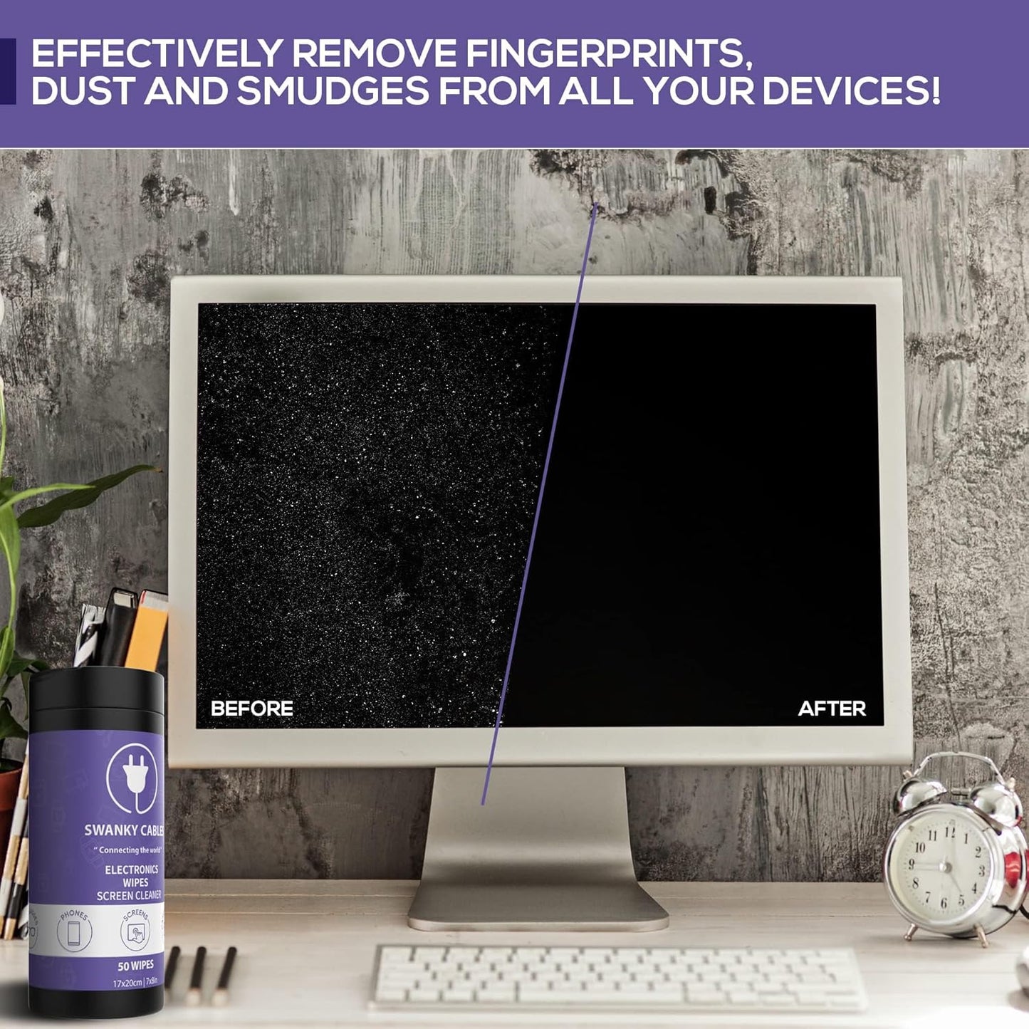 Screen Cleaner Wipes: Electronic Wipes for Screens - Computer Screen Wipes for Lens, Phone, TV Screen and Monitor Cleaning - Tech Wipes & Microfiber Cloth (Canister, 600 Count)