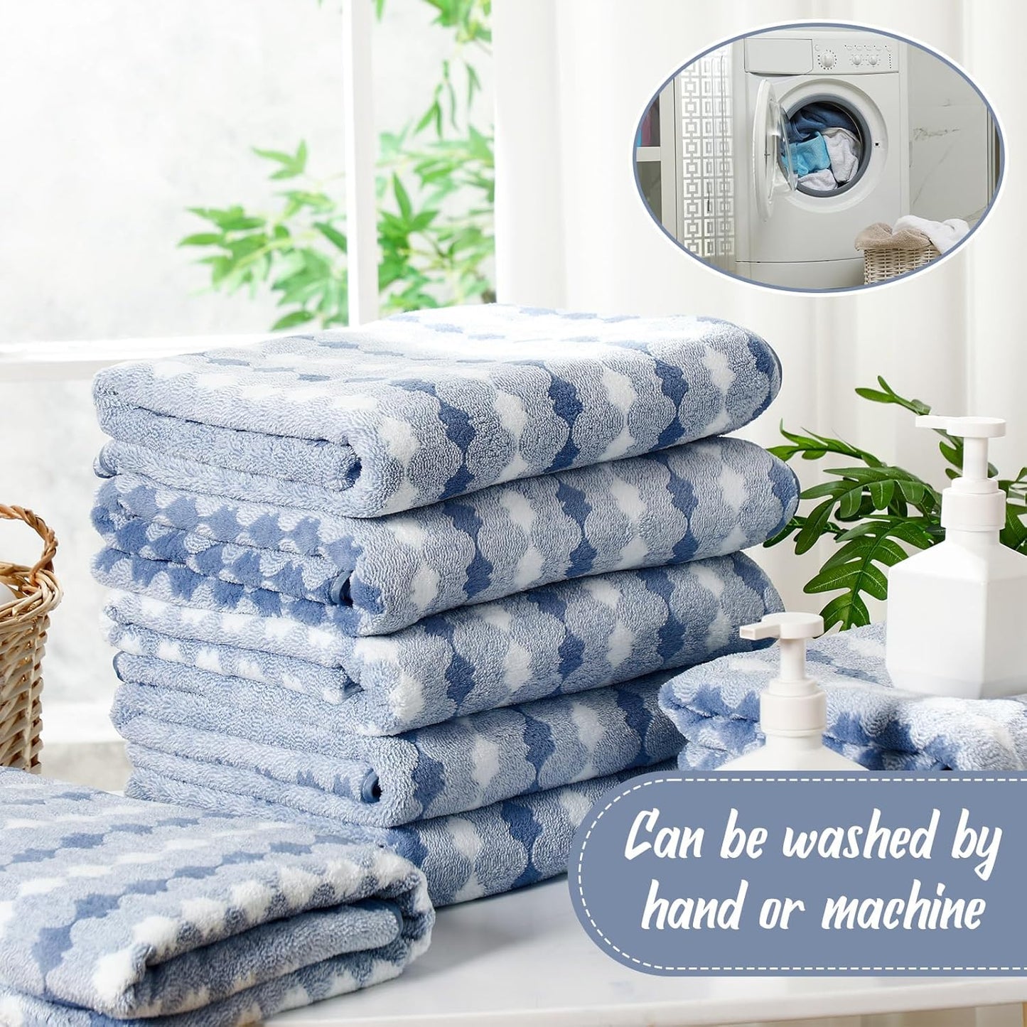 16 Pack Microfiber Bath Towels Bulk 27'' x 60'' Oversized Size Bath Towel Highly Absorbent Extra Large Soft Drying for Shower Beach Salon Winter Sport Spa Gym (Cone,Blue)