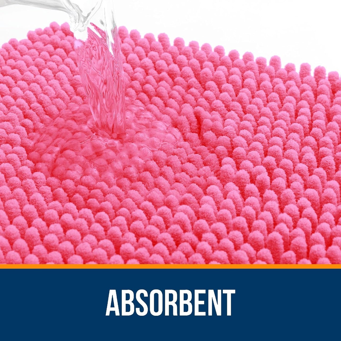 OLANLY Bathroom Rugs 59x20, Extra Soft Absorbent Chenille Bath Rugs, Rubber Backing Quick Dry, Machine Washable Bath Mats for Bathroom Floor, Tub and Shower, Home Decor Accessories, Hot Pink