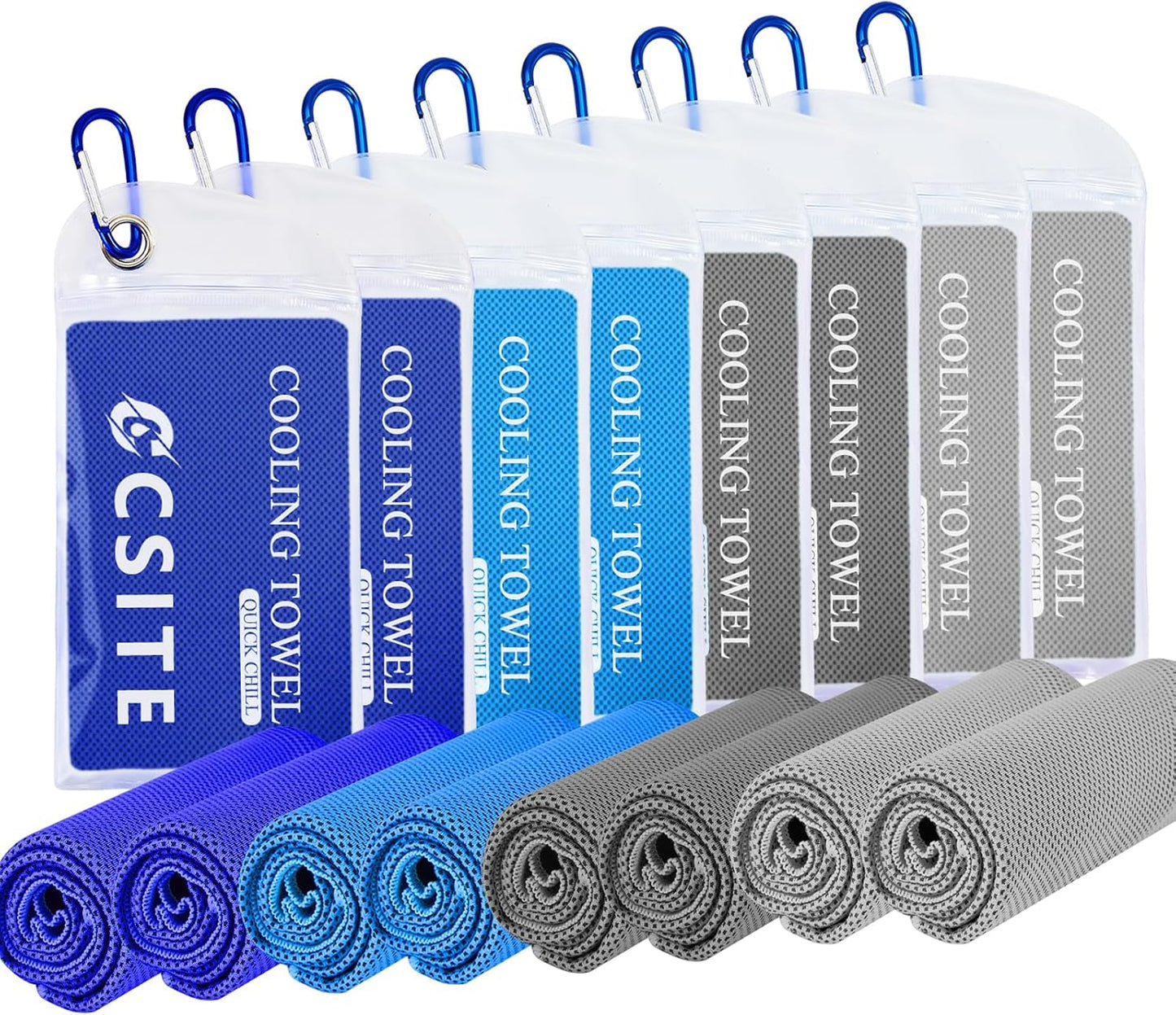 Cooling Towels for Neck and Face - 8 Pack 47x12 Inch Ice Cold Microfiber Towels, Soft & Breathable Cooling Towel for Hot Weather, Sports, Yoga, Workout, Running, Golf, Camping