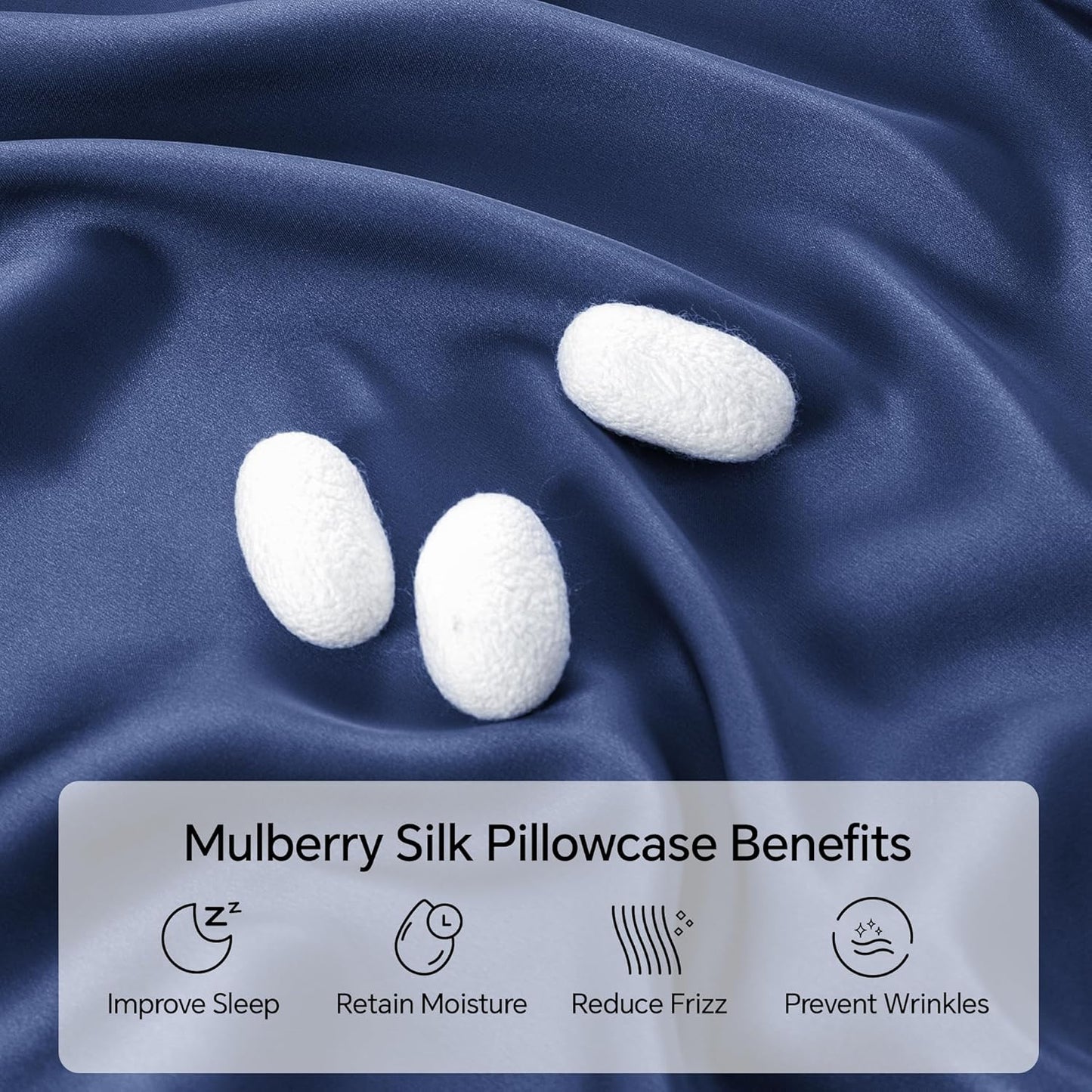 INFIIXSO Mulberry Silk Pillowcase for Hair and Skin, Silk Pillow Cases Queen Size with Hidden Zipper 20x30 Inches, Extraordinary Smooth and Soft Cooling Pillow Cases for Hot Sleepers(Navy, 1 Pack)