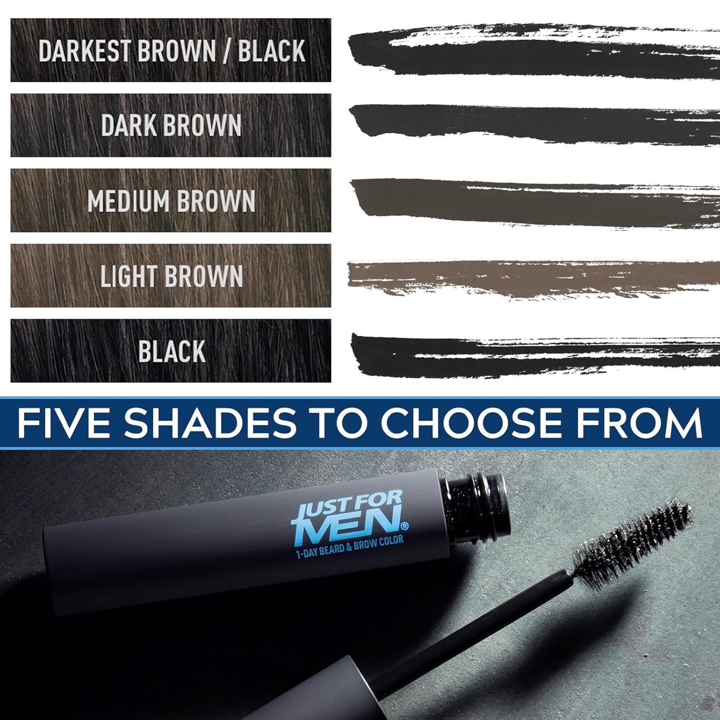 Just for Men 1-Day Beard & Brow Color, Temporary Color for Beard and Eyebrows, For a Fuller, Well-Defined Look, Up to 30 Applications, Black