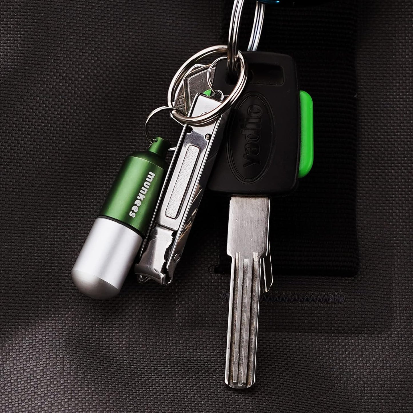 munkees Portable Pill Case Small Waterproof Capsules EDC Keychain, Travel Pill Bottle for Camping, Hiking, Backpacking, Compact Valuables Container for Outdoors 2-Pack