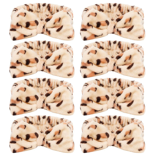 CIEHER Leopard Print Spa Headbands - 8pc Set for Women & Girls, Bachelorette Party, Skincare & Makeup