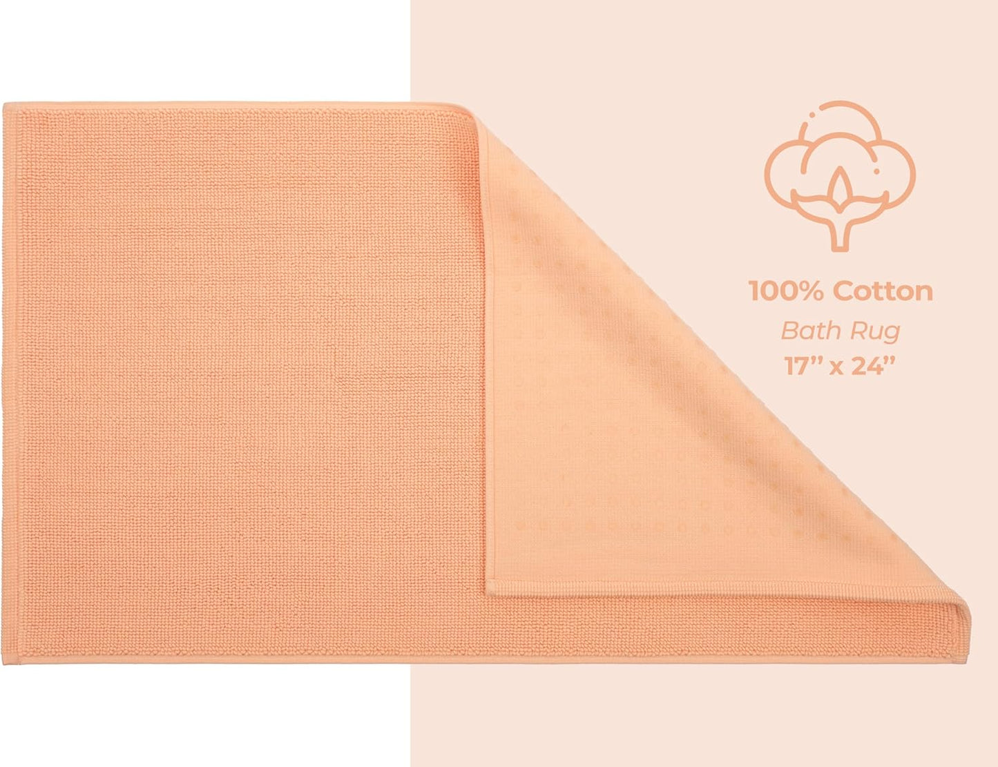 American Soft Linen Bath Rug, 17 in 24 in 100% Cotton Bath Mats Rugs for Bathroom, Slip Reducer Washable Shaggy Form Area Rugs, Malibu Bath Rug