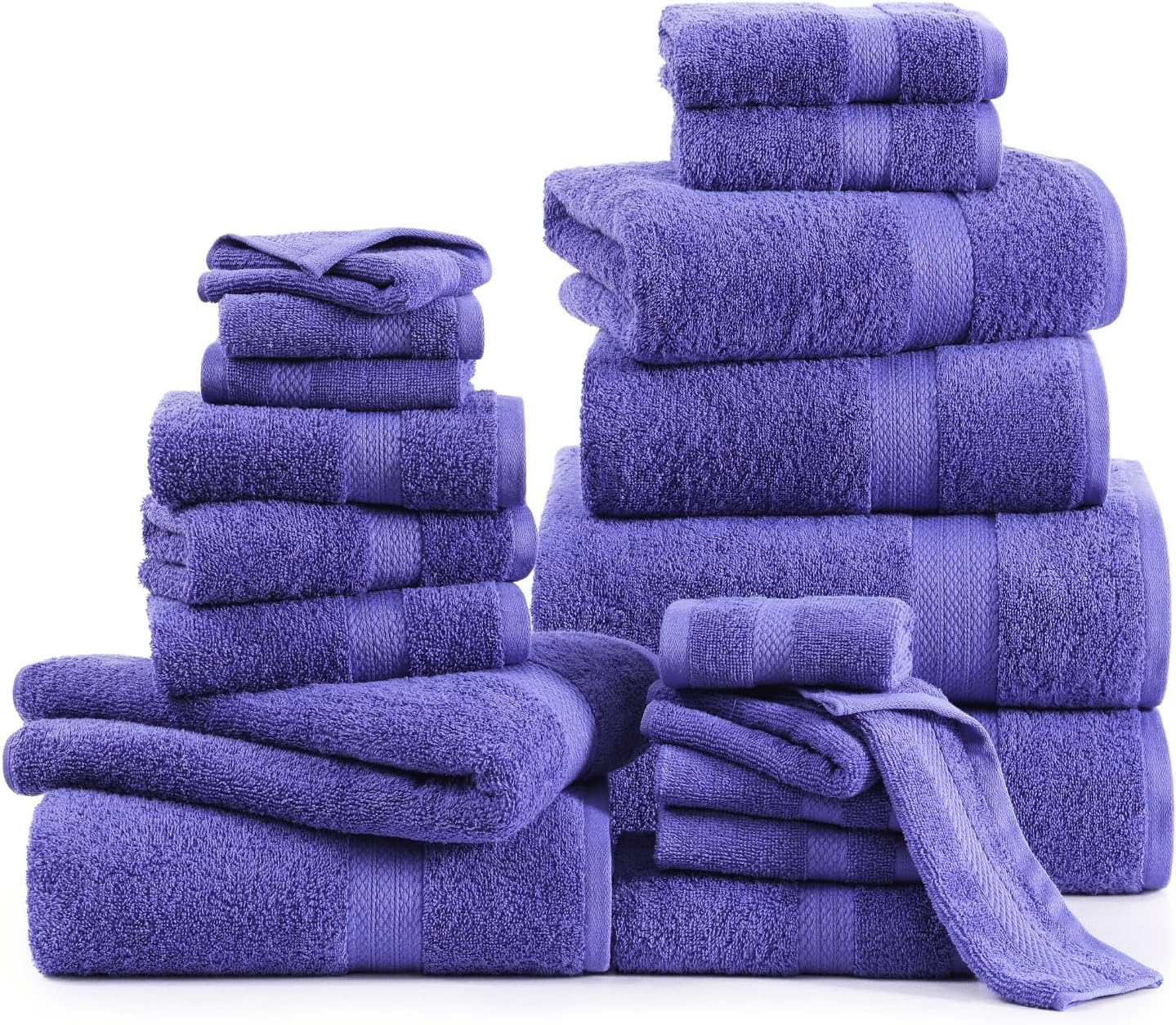 Lane Linen 100% Cotton Bathroom Towel Set - 24 Pcs - Ring Spun, Quick Dry, Very Soft & Absorbent - 2 Bath Sheets, 4 Fingertip, 4 Bath, 6 Hand Towels, 8 Washcloths - Medium GSM, Pre Shrunk - Blue Irish