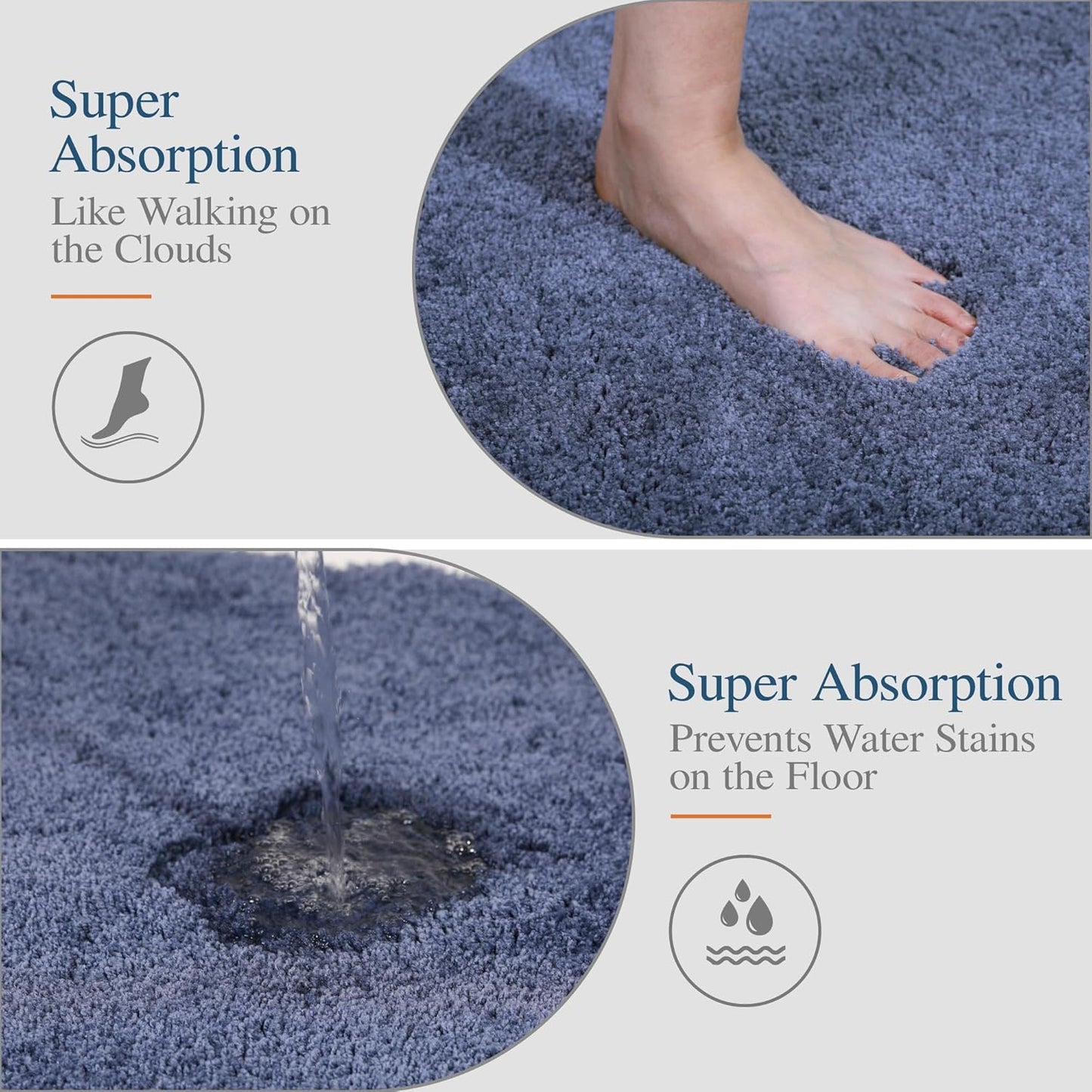 Walensee Large Bathroom Rug (24 x 60, Blue) Extra Soft and Absorbent Shaggy Bath Mat Machine Washable Microfiber Non Slip Luxury Floor Mat