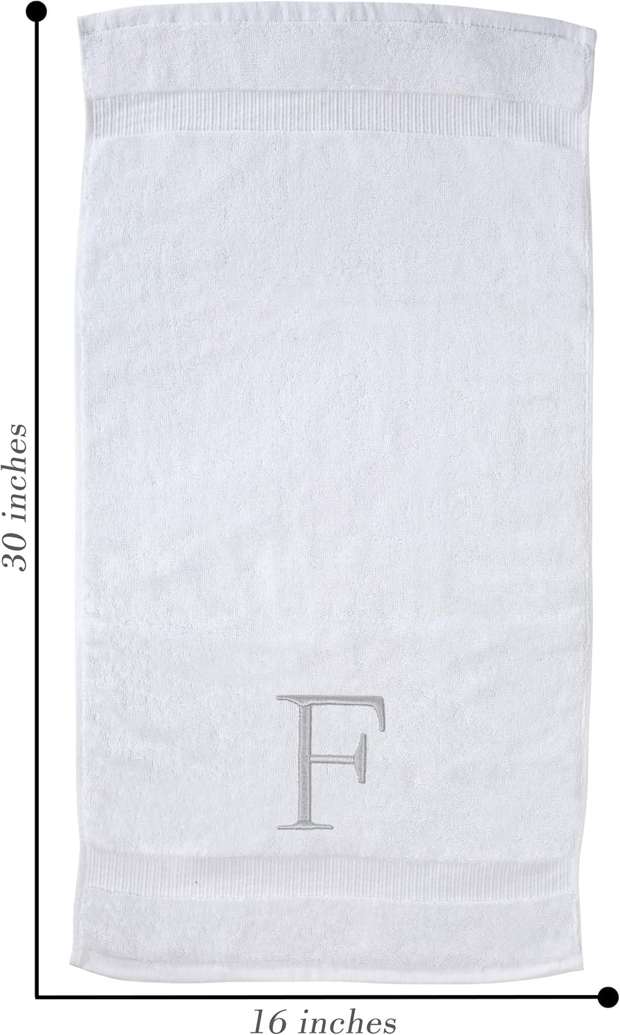 Monogrammed Hand Towels for Bathroom - Luxury Hotel Quality Personalized Initial Decorative Embroidered Bath Towel for Powder Room, Spa - GOTS Organic Certified - Set of 2 Letter F