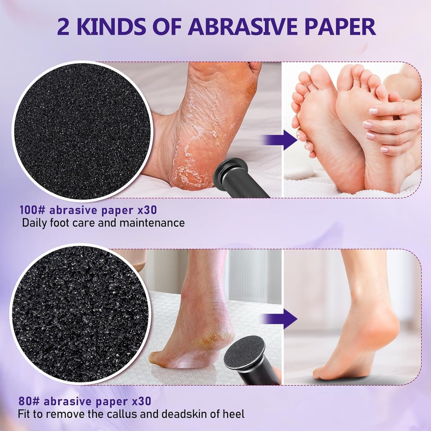 krofaue Electric Callus Remover - Electronic Foot File Grinder with Speed Controller and 60PCS Replacement Sandpaper Disk Professional Pedicure Tool for Men Women Feet Dry Dead Skin Black