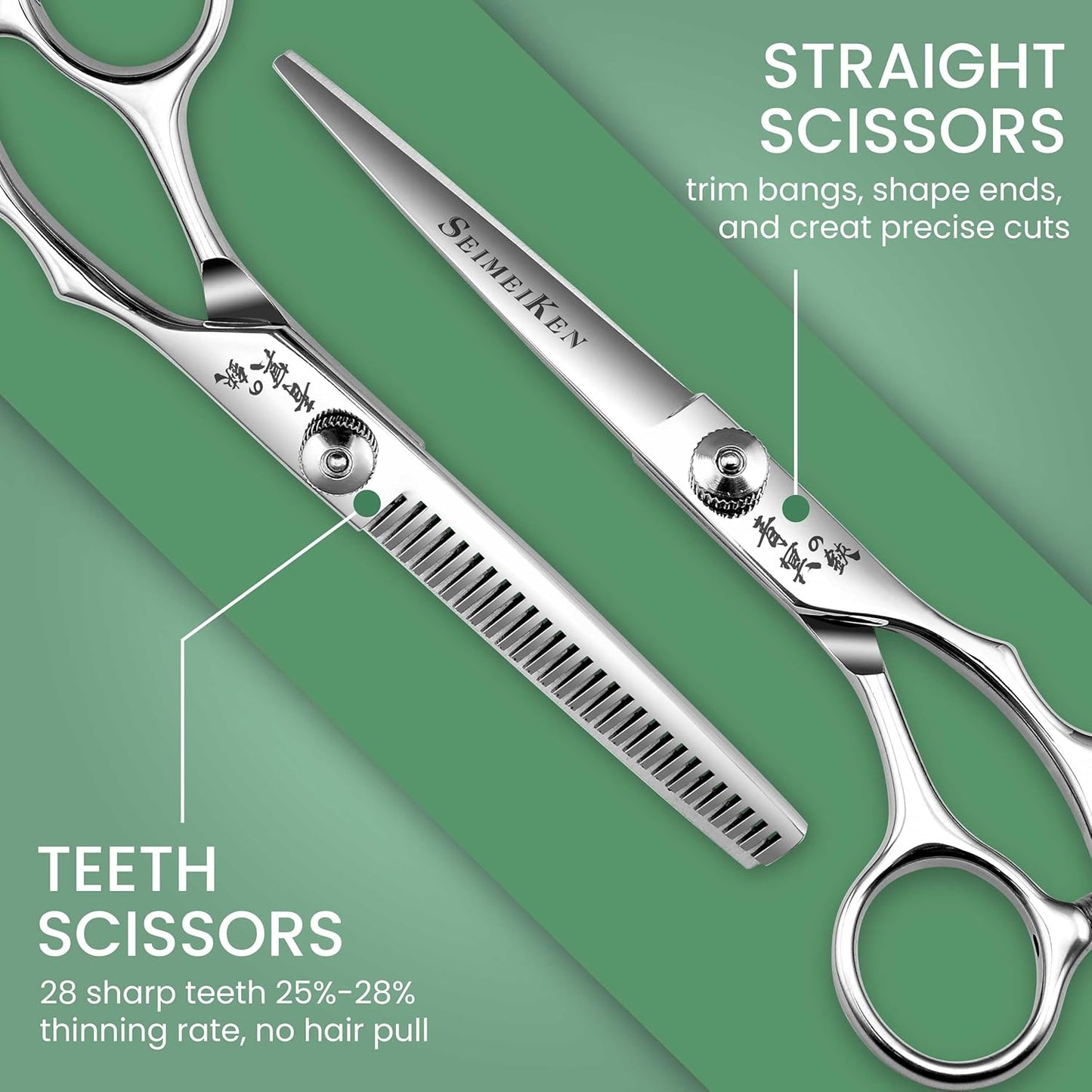 Hair Cutting Scissors Kit – 6.0 Inch Professional Hair Shears - Hairdressing Barber Thinning Scissors for Salon & Home Use