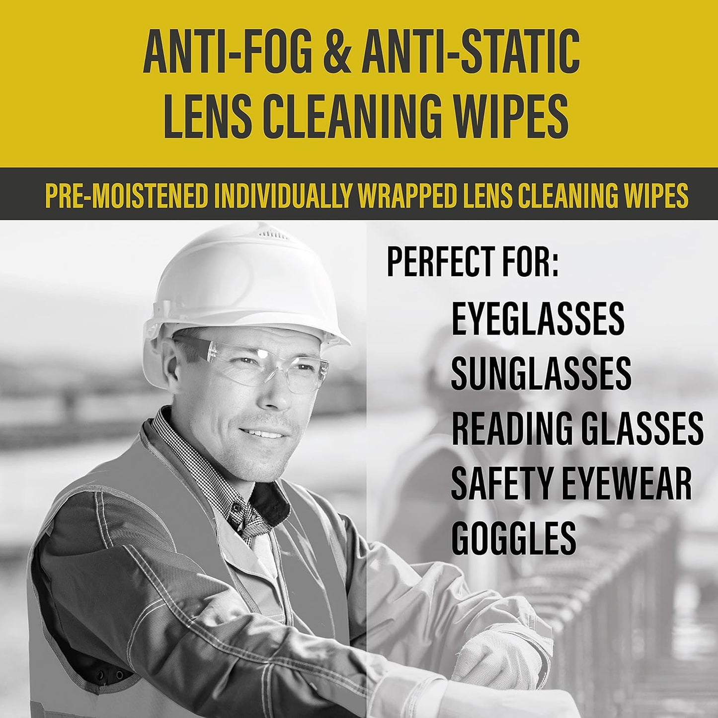 Lens Cleaning Towelettes | Pre-moistened | No Silicone | Defogging Cleaning Wipes for Glasses, Laptops & Computer Screens, Smart Phones, Optical Lens, Goggles, Watch Screen and More l 100 Count