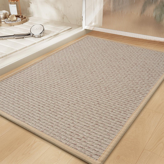 RESARE Non Slip Bath Mat - Machine Washable Bathroom Rugs, Super Absorbent Bath Mat Quick Dry Bathroom Mat, Bath Rugs Ultra Soft Rugs for Bathroom Floor, 20"x32" Beige