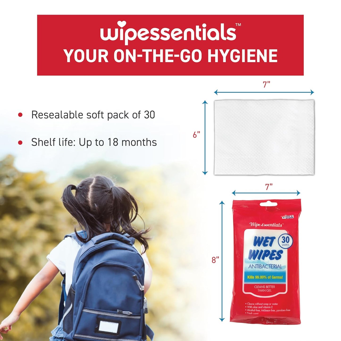 WipeEssentials Hand Sanitizer Wipes, Hand Wipes for Adults and Kids - 90 wipes - 3 Packs of 30ct Hand Sanitizing Wipes, Travel Essentials