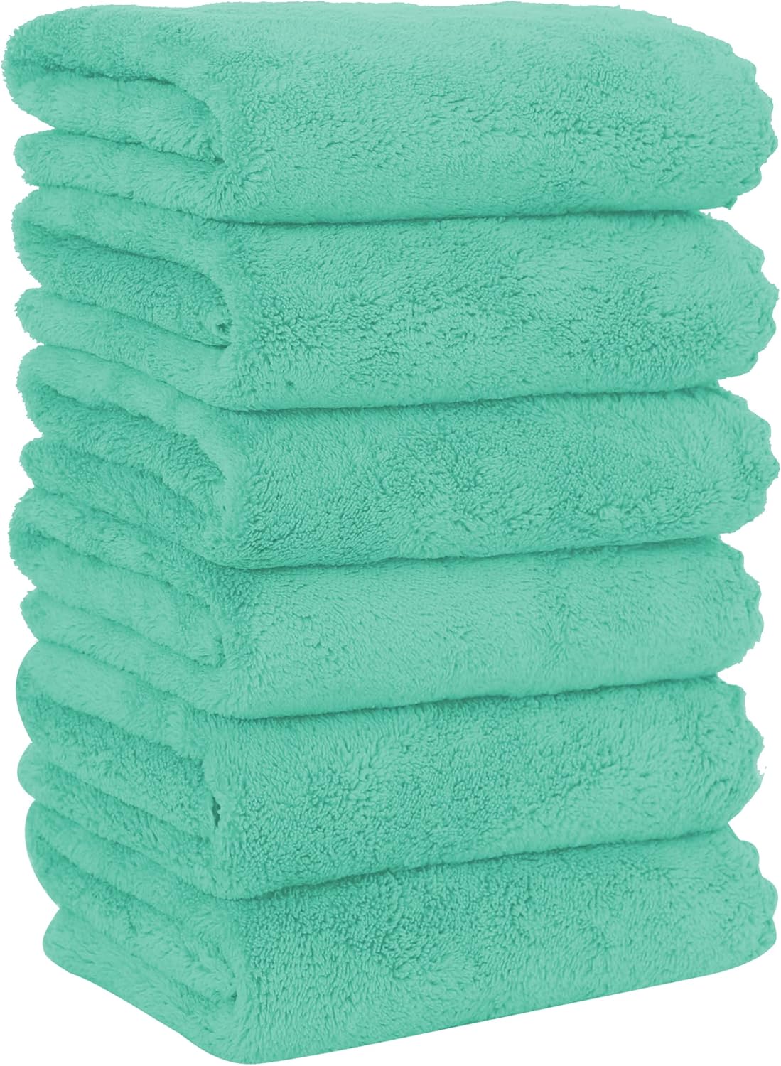 MOONQUEEN 6 Pack Premium Hand Towels - Quick Drying - Microfiber Coral Velvet Highly Absorbent Towels - Multipurpose Use as Hotel, Bathroom, Shower, Spa, Hand Towel 16 x 28 inches (Aqua Green)