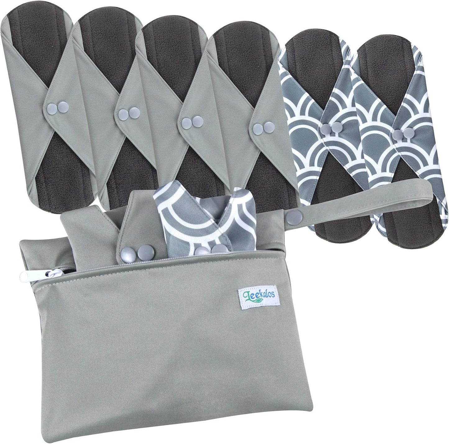 Leekalos Reusable Bamboo Cloth Pads - Light Incontinence Pads - Pack of 6, 1 Cloth Mini Wet Bag