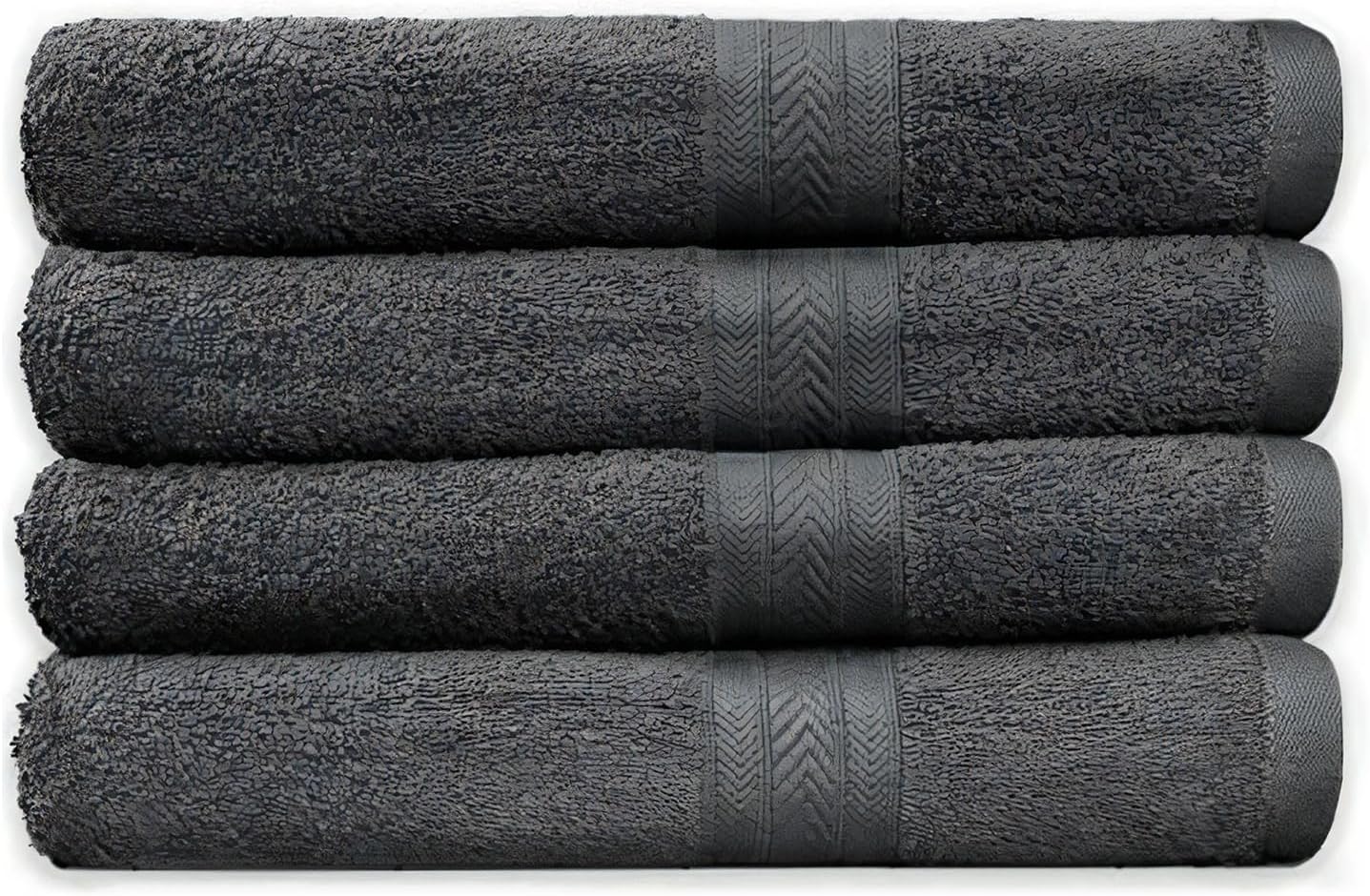 Luxury 100% Cotton Bath Towels Set of 4 - Large 27x54 Inches - Soft, Absorbent & Quick-Dry - Hotel & Spa Quality for Bathroom, Gym, and Home Essentials
