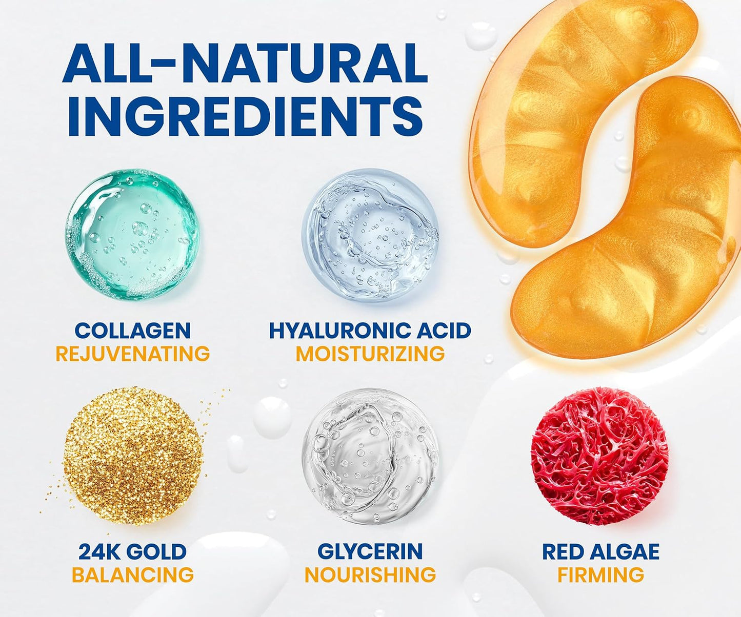 Stylia Under Eye Patches for Puffy Eyes and Dark Circles (30 Pairs) - 24k Gold Under Eye Mask with Vitamin C, Hyaluronic Acid, Pearl Extract - Eye Masks for Dark Circles and Puffiness