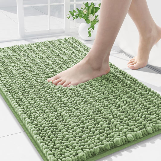 Arotive Luxury Chenille Bathroom Rug Mat, Extra Soft Thick Absorbent Shaggy Bath Rugs, Non-Slip Machine Wash Dry, Plush Bath Mats for Bathroom, Shower and Tub, 30x20, Sage Green