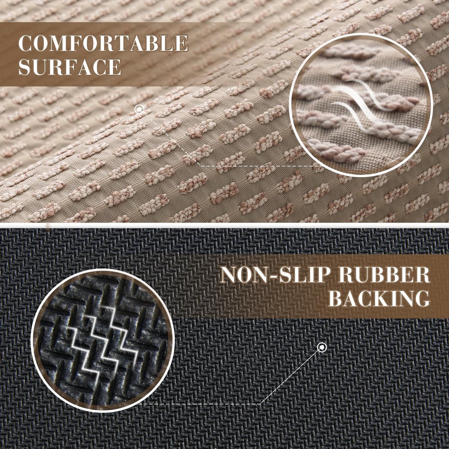 RESARE Non Slip Bathroom Runner - Machine Washable Bath Rugs, Super Absorbent Bath Mat Quick Dry Bath Runner, Bath Mat Ultra Soft Rugs for Bathroom Floor, 24"x47" Beige