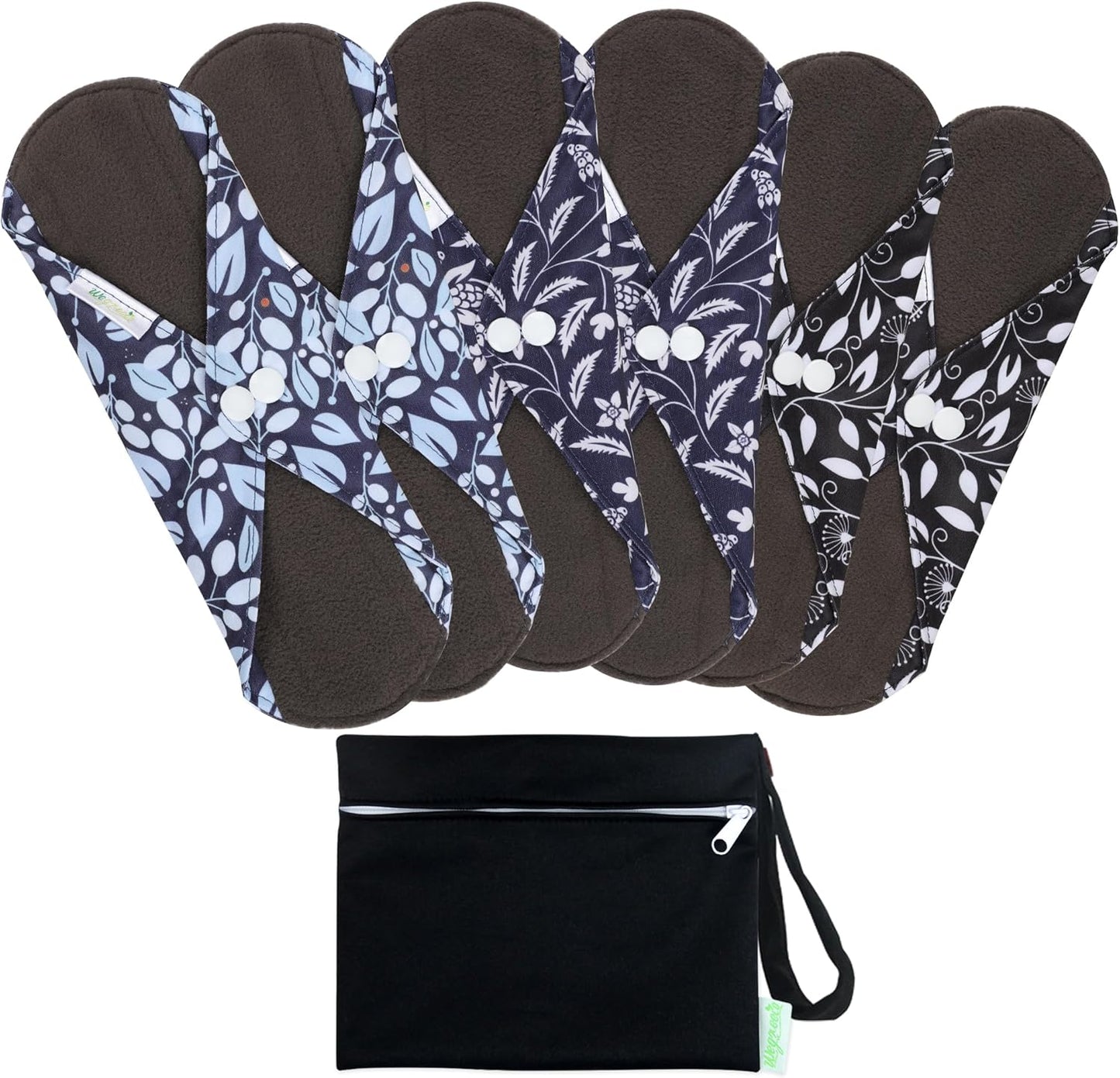 Wegreeco Reusable Cloth Sanitary Pads - Light Incontinence Pads - 1 Mini Wet Bag (Small, Leaves 02)