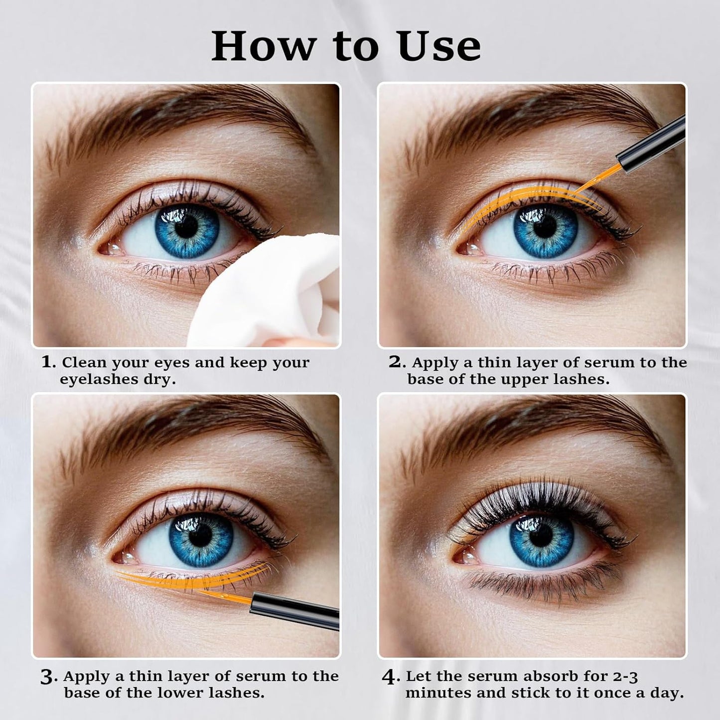 Lash Serum, Eyelash Growth Serum for Longer & Thicker Lashes, Eyelash Rapid Growth, Vegan & Cruelty-Free, 0.1 Fl Oz (3ml)