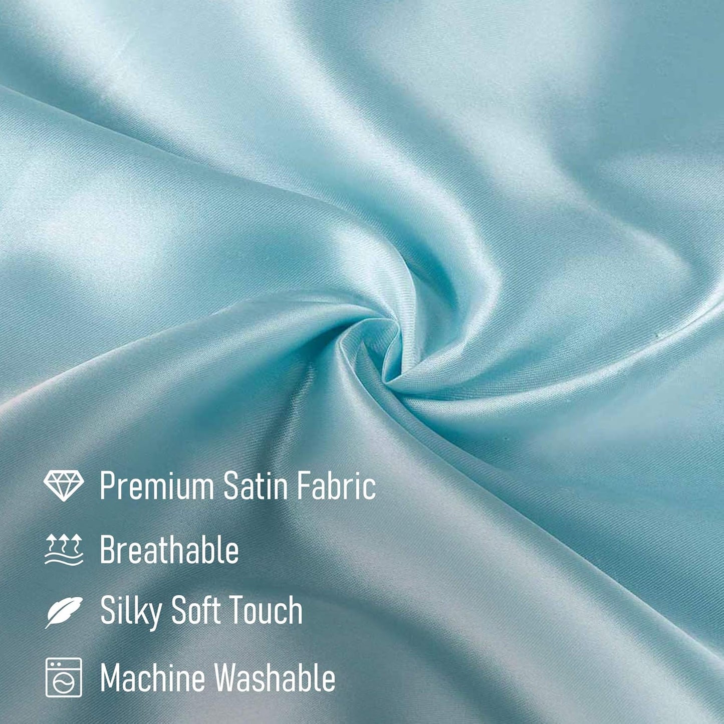 Tyfitb Satin Pillowcase for Hair and Skin, Baby Blue Pillowcases Set of 2, Cooling Pillow Cases Standard Size(20×26 Inches), Soft Luxury Satin Pillowcase with Envelope Closure